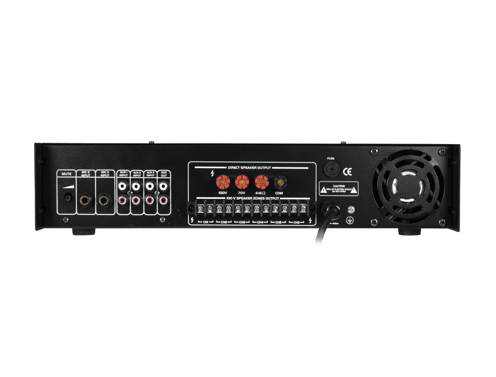 Omnitronic MPZ-120.6P, 100V 6-zónový mixážní zesilovač, 120W, MP3 - Obrázek 3