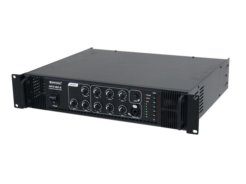 Omnitronic MPZ-180.6, 100V 6-zónový mixážní zesilovač, 180W - Obrázek 4
