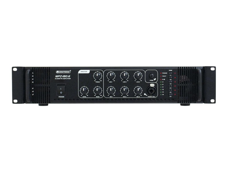 Omnitronic MPZ-180.6, 100V 6-zónový mixážní zesilovač, 180W - Obrázek 5