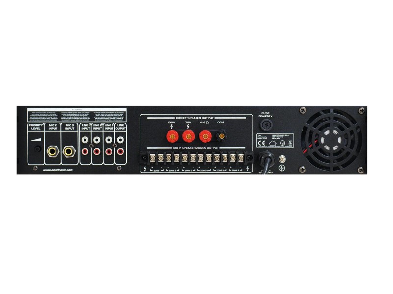 Omnitronic MPZ-180.6, 100V 6-zónový mixážní zesilovač, 180W - Obrázek 6