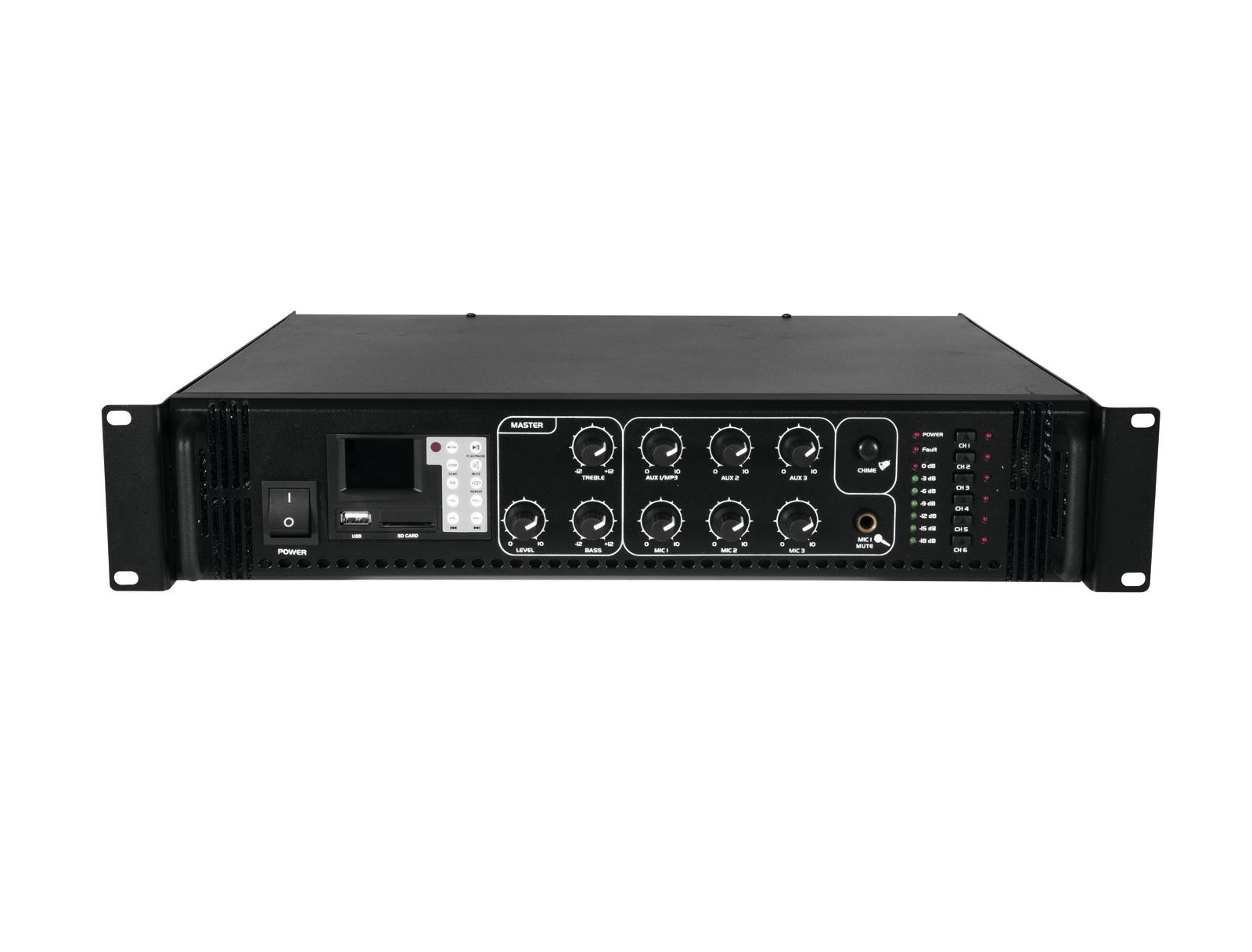 Omnitronic MPZ-500.6P, 100V 6-zónový mixážní zesilovač, 500W, MP3