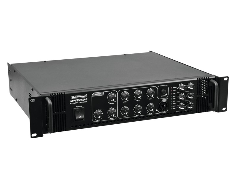 Omnitronic MPVZ-250.6, 100V 6-zónový mixážní zesilovač, 250W - Obrázek 3