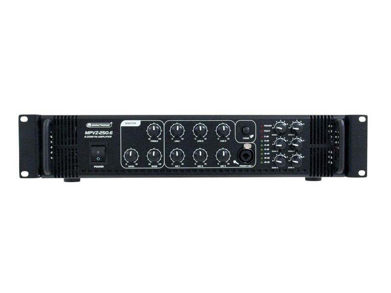Omnitronic MPVZ-250.6, 100V 6-zónový mixážní zesilovač, 250W - Obrázek 5
