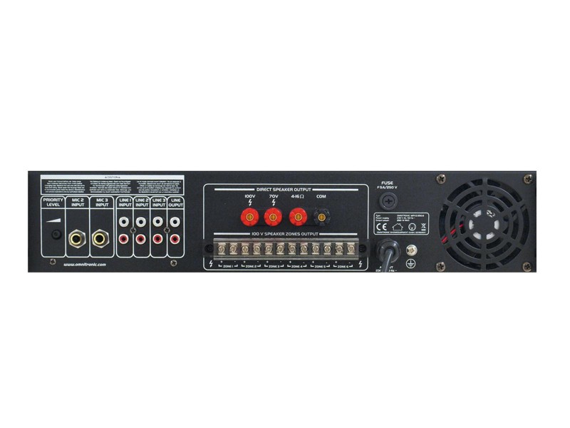 Omnitronic MPVZ-250.6, 100V 6-zónový mixážní zesilovač, 250W - Obrázek 6
