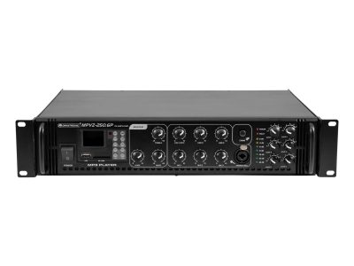 Omnitronic MPVZ-250.6P, 100V 6-zónový mixážní zesilovač, 250W, MP3