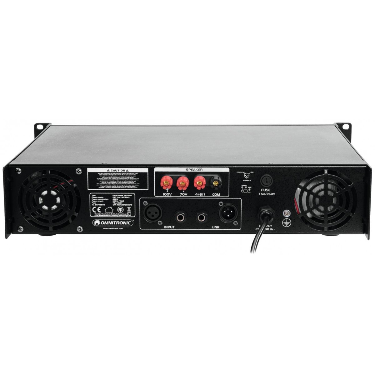 Omnitronic PAP-240, 100V zesilovač, 240W - Obrázek 4