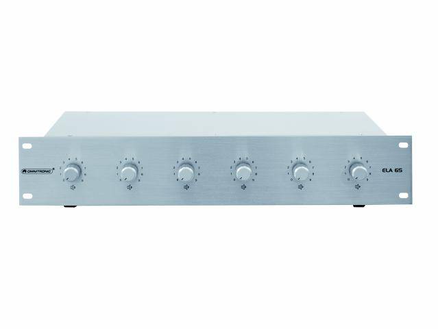 Omnitronic 6-ti zónový PA ovladač hlasitosti 20W stereo, stříbrný - Obrázek 6