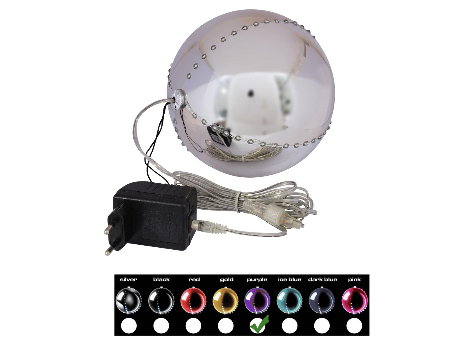 Sněhové LED koule, 15 cm, fialová, 1 ks