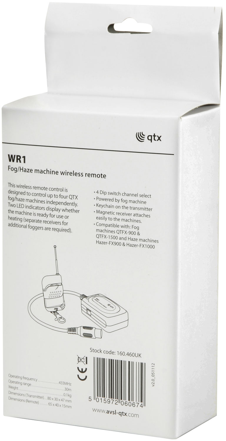 QTX WR-1, bezdrátové ovladání pro výrobníky mlhy QTX - Obrázek 3