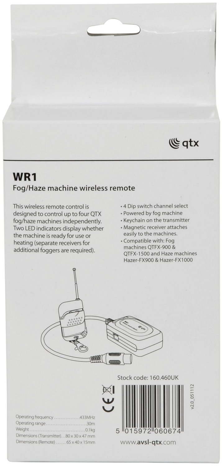 QTX WR-1, bezdrátové ovladání pro výrobníky mlhy QTX - Obrázek 4