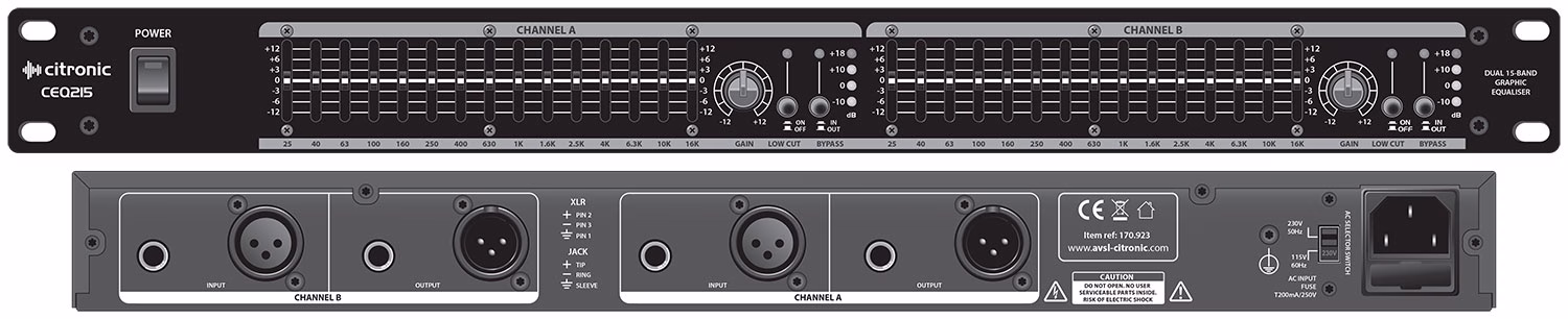 Citronic CEQ215 duální grafický ekvalizér - Obrázek 5