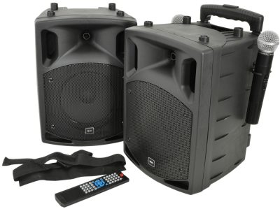 QTX PAV8, mobilní 8" zvukový systém CD/DVD/MP3/BT/2x UHF, 100W