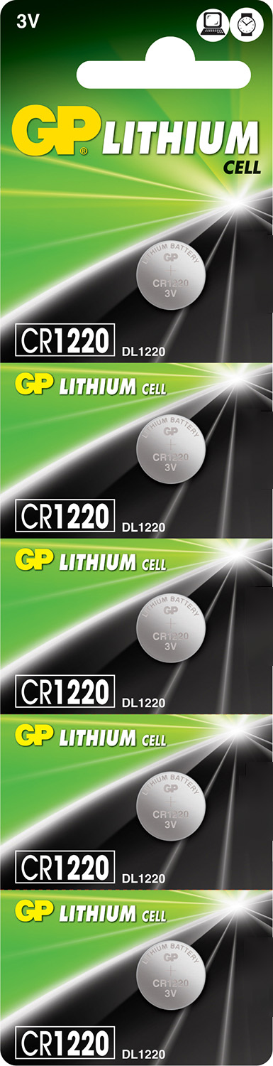 GP baterie CR1220 (DL1220) 3V, 5 ks