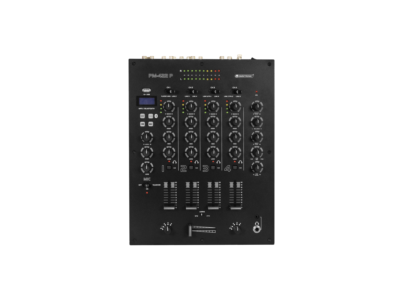 Omnitronic PM-422P, 4-kanálový mixážní pult s MP3/BT přehrávačem - Obrázek 3