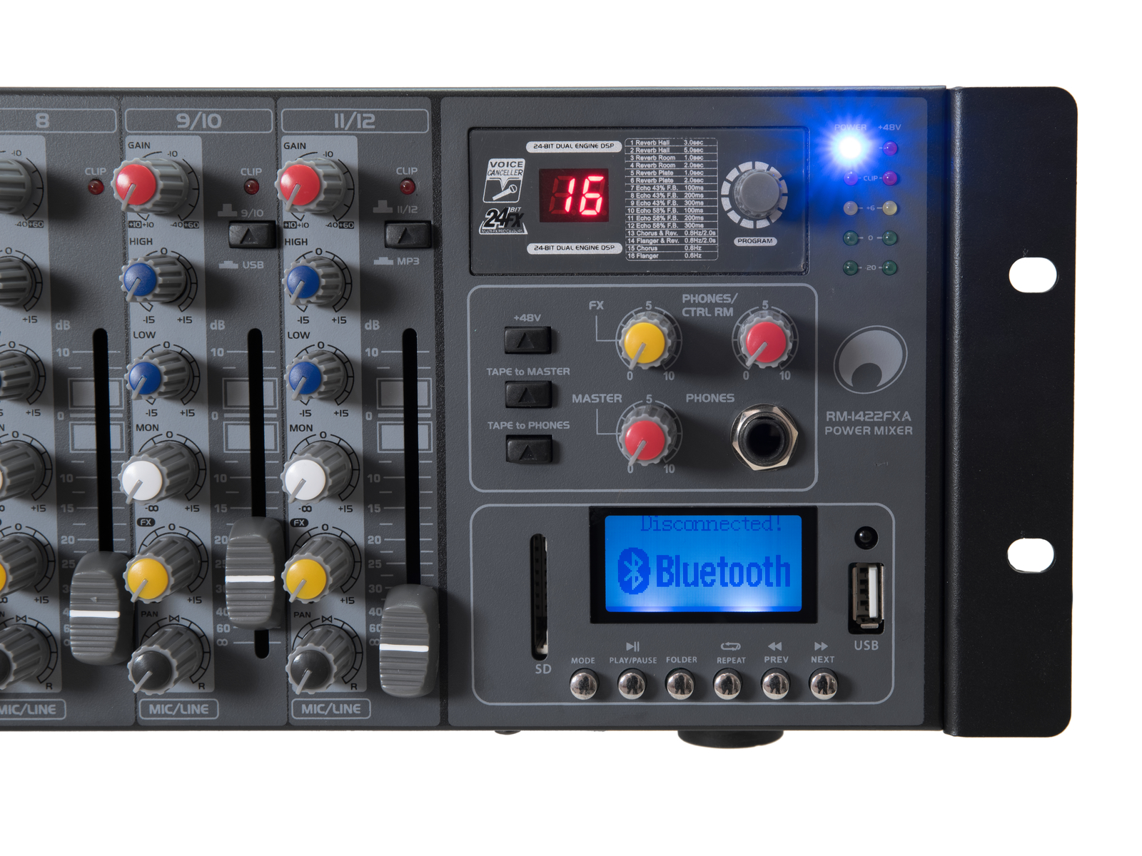 OMNITRONIC RM-1422FXA USB Rack Power Mixer - Obrázek 5