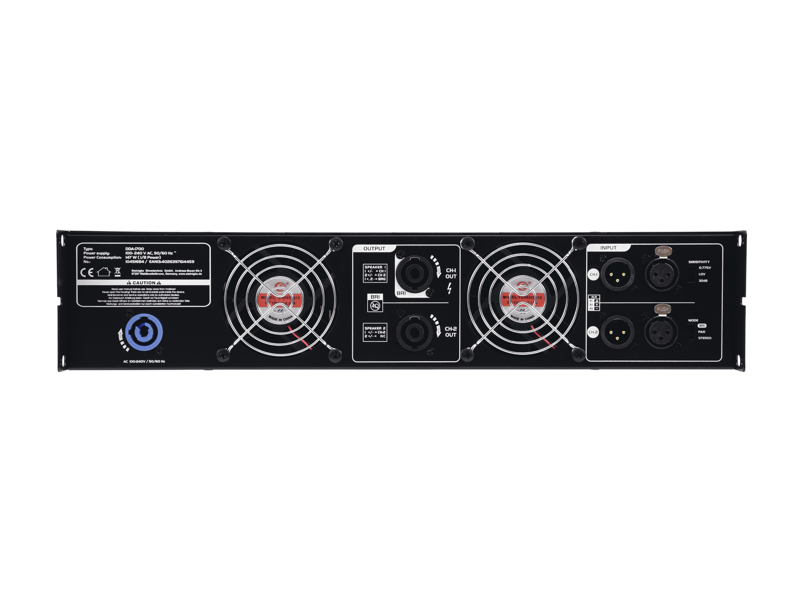 PSSO DDA-1700, zesilovač 2x 850 W - Obrázek 3
