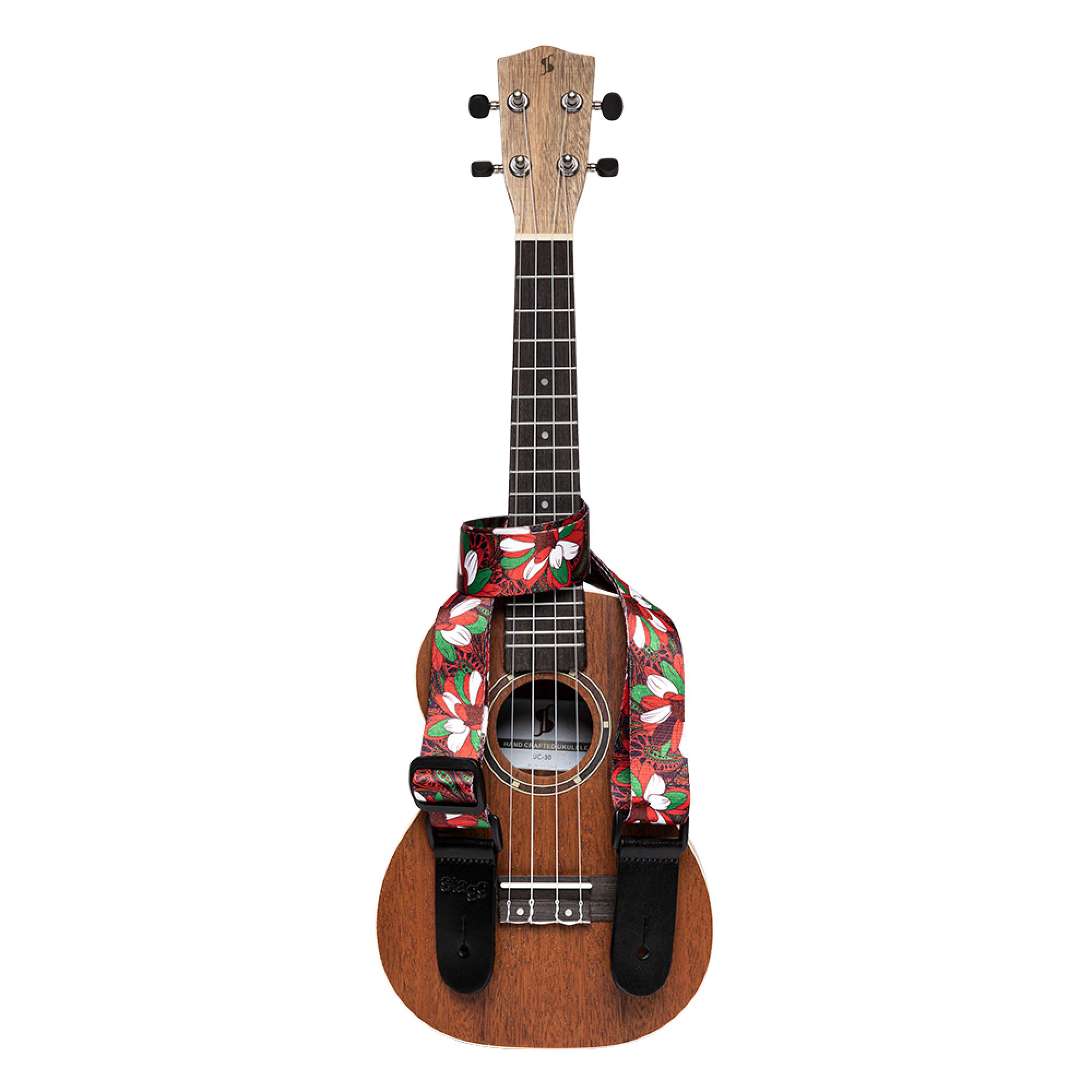 Stagg STE UKEFLOW RED, popruh pro ukulele, červený/zelený - Obrázek 3