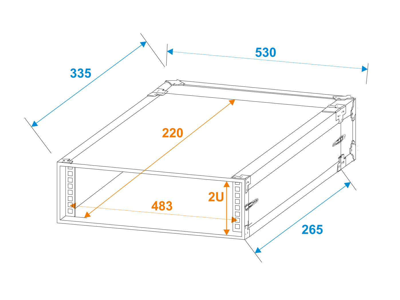 Roadinger Rack Profi 2U 25cm přepravní kufr - Obrázek 6