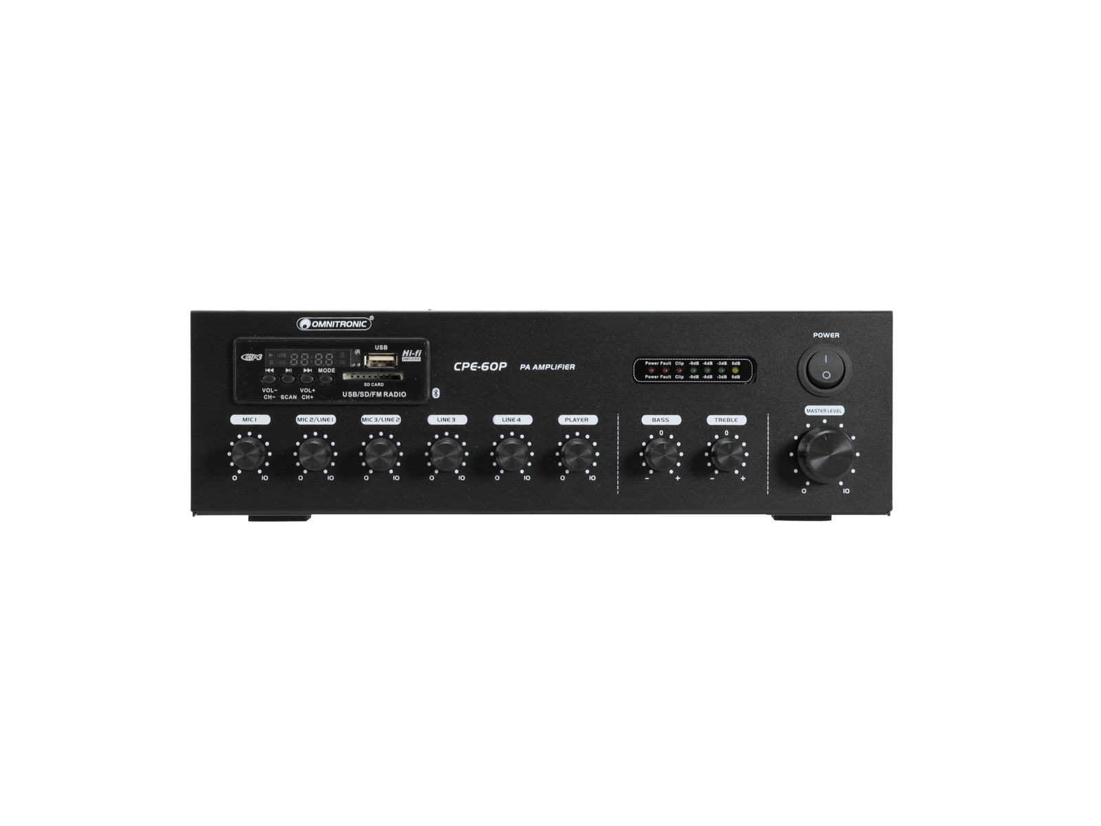 Omnitronic CPE-60P PA, 100V mixážní zesilovač, 60W, BT/MP3/FM - Obrázek 3