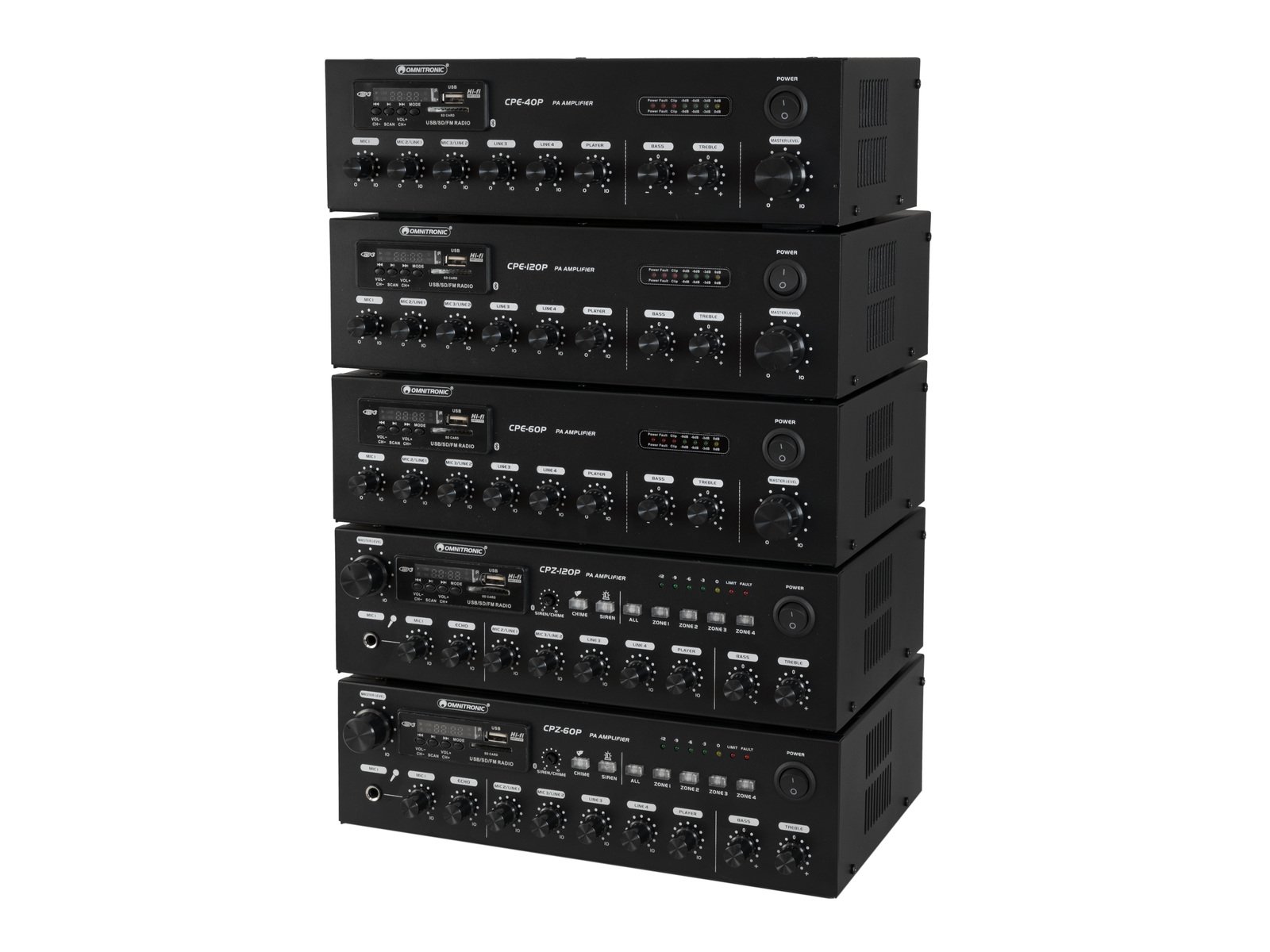 Omnitronic CPE-60P PA, 100V mixážní zesilovač, 60W, BT/MP3/FM - Obrázek 7