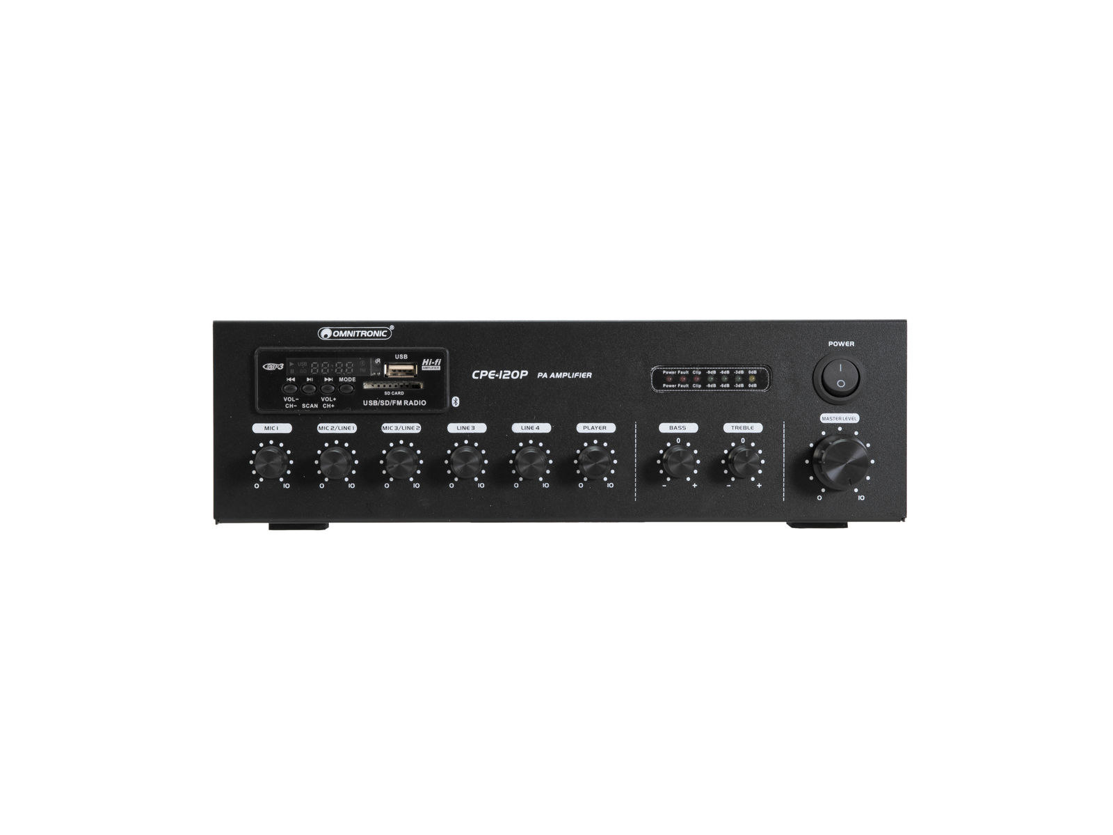 Omnitronic CPE-120P PA, 100V mixážní zesilovač, 120W, BT/MP3/FM - Obrázek 5