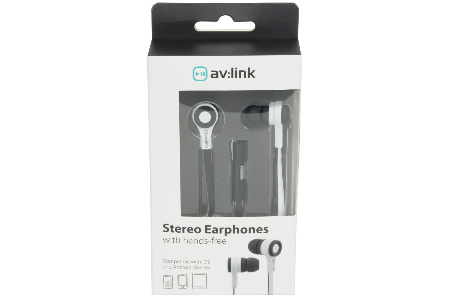 AV:link gumová sluchátka s handsfree, černo-bílá - Obrázek 3