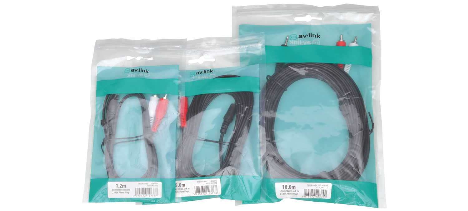 AV:link kabel Jack 3.5mm stereo samec - 2x RCA samec, 1.2m