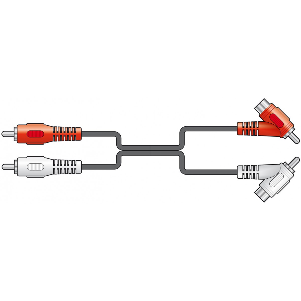 AV:link kabel 2x RCA samec - 2x slučovací RCA samec, 1.8m