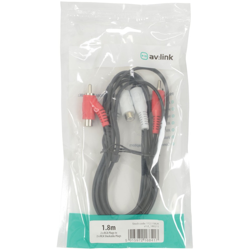 AV:link kabel 2x RCA samec - 2x slučovací RCA samec, 1.8m - Obrázek 3