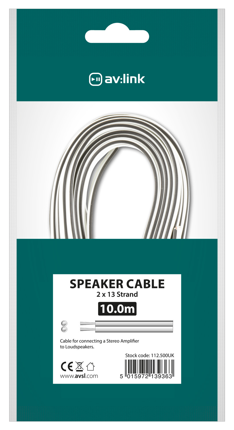 AV:link reproduktorový kabel, 13x0.2mm, černo-bílý, 10m