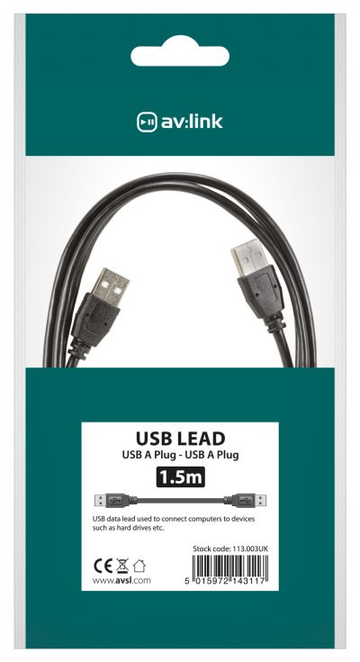 AV:link kabel USB 2.0, 1x typ A samec - 1x typ A samec, 1.5m