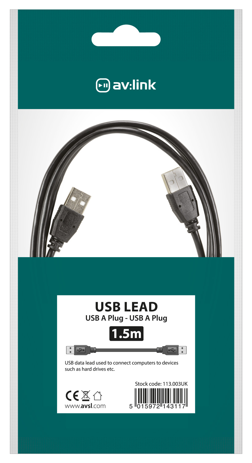 AV:link kabel USB 2.0, 1x typ A samec - 1x typ A samec, 1.5m
