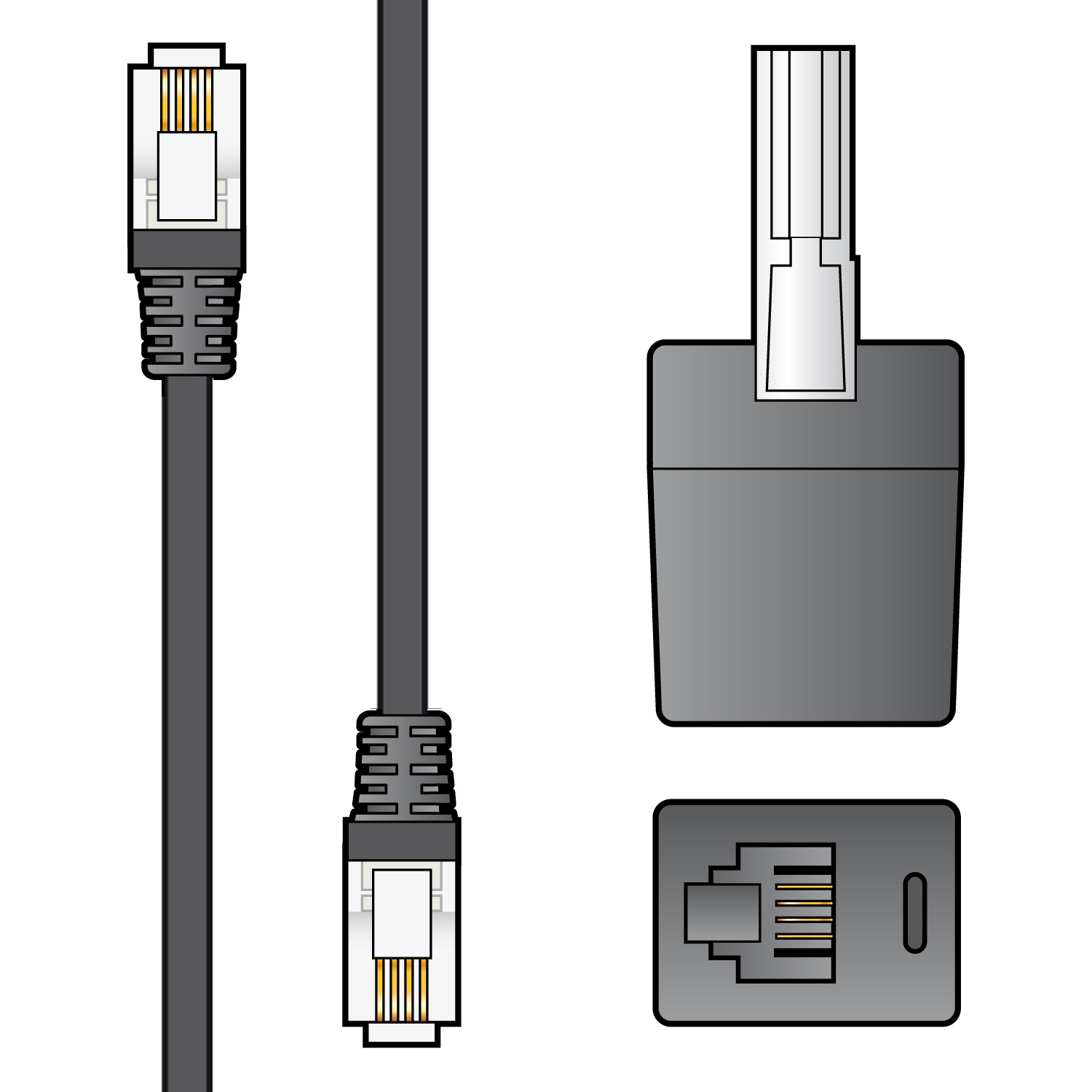 AV:link kabel telefonní 2x RJ11 6P4C samec s redukcí na BT431A, černý, 3m - Obrázek 2
