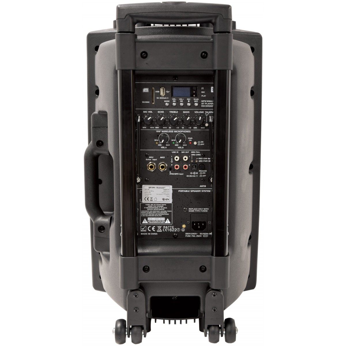 QTX QR12PABT, mobilní 12" zvukový systém MP3/BT/SD/USB/2x VHF - Obrázek 8