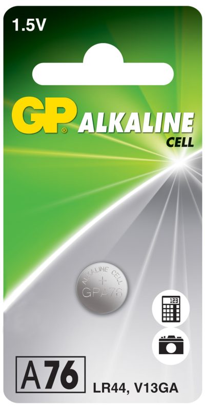 GP baterie LR44 (A76) 1.5V alkalická, 125mAh