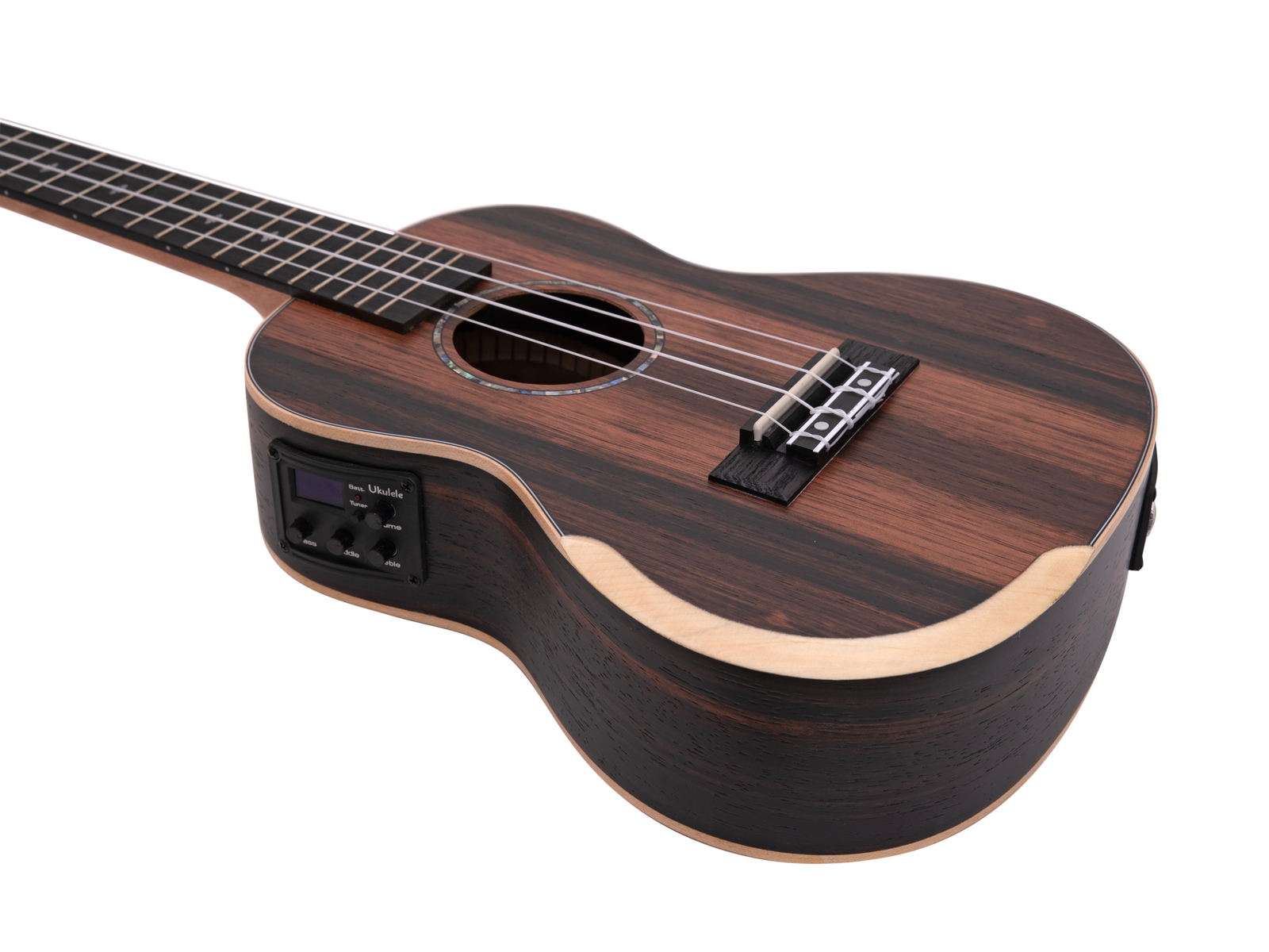 Dimavery UK-800, elektroakustické koncertní ukulele, ebenové - Obrázek 3