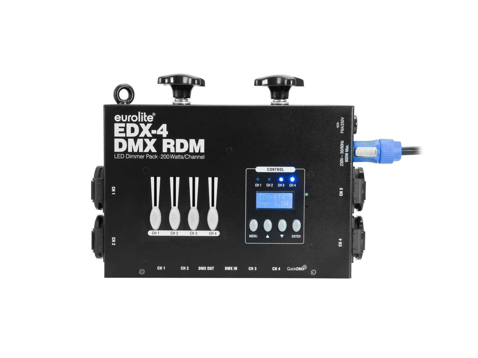Eurolite EDX-4 DMX RDM LED Dimmer Pack, stmívač, CEE 7/4