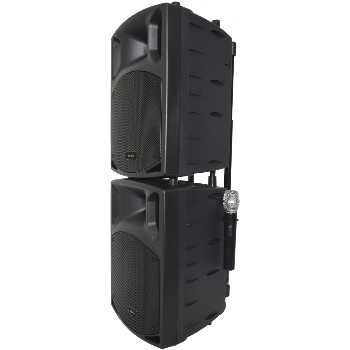 QTX PAV10, mobilní 10" zvukový systém CD/DVD/MP3/BT/2x UHF, 100W - Obrázek 3