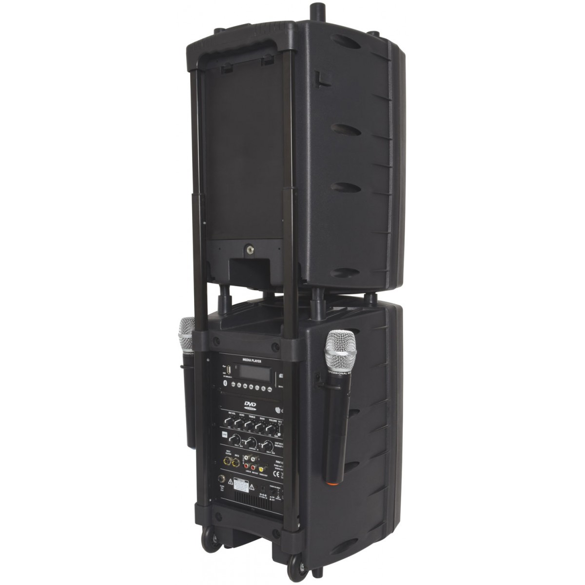 QTX PAV10, mobilní 10" zvukový systém CD/DVD/MP3/BT/2x UHF, 100W - Obrázek 4