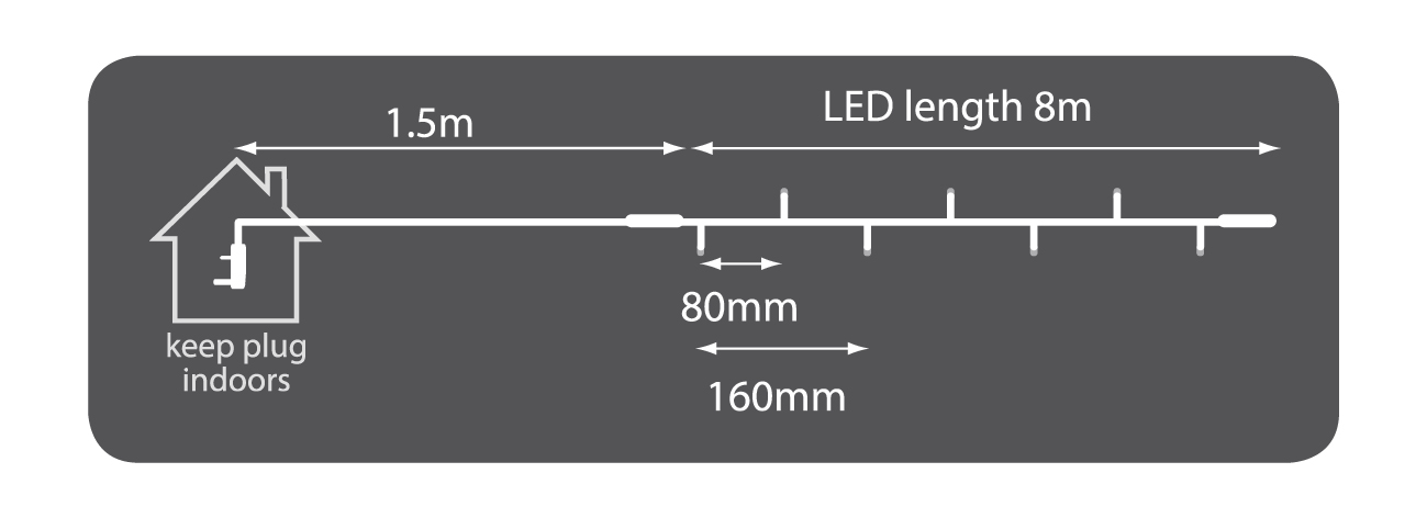Lyyt 100CON-CW, venkovní LED světelný řetěz, 100x LED studená bílá, IP44 - DOPRODEJ - Obrázek 9